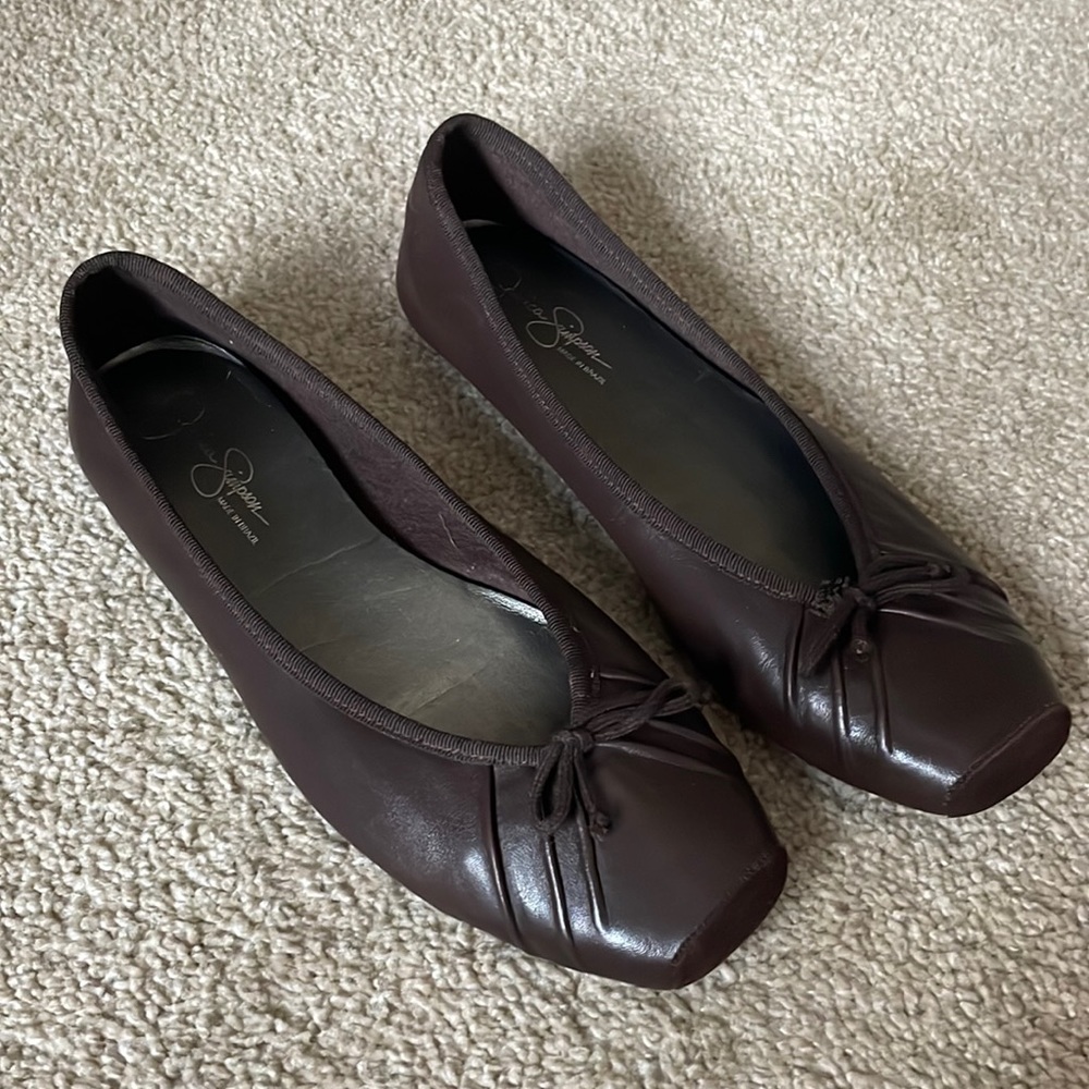 Jessica Simpson Leve Square Toe Flats Brown